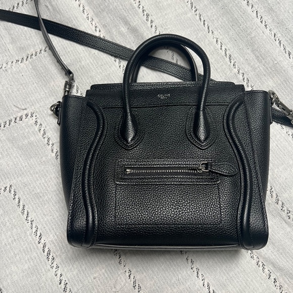 2020 CELINE "LUGGAGE" NANO GRAINY BLACK LEATHER W/ SILVER HARDWARE - $1400 - Picture 10 of 10